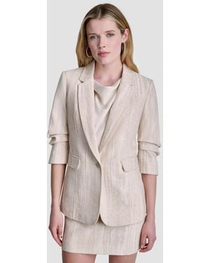 DKNY Long-sleeve Notch Collar Blazer - Natural