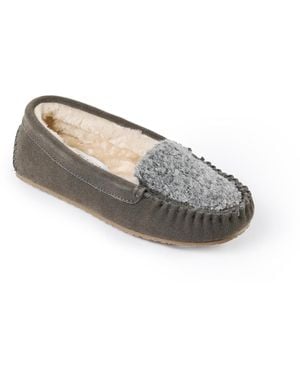Minnetonka Cosi Slip On Suede Slippers - Gray