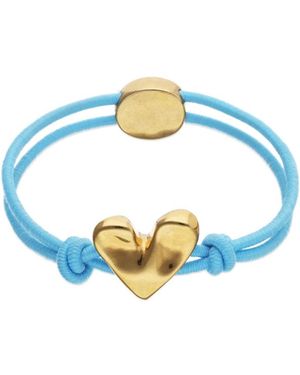 Uno De 50 Blue Elastic Thread 18k Plated Bracelet