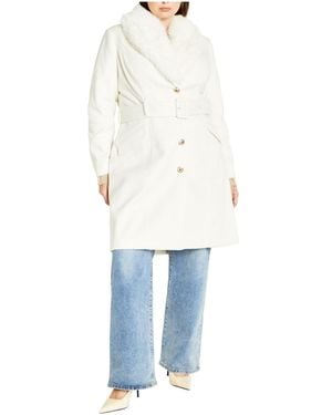 City Chic Plus Size Selena Coat - White