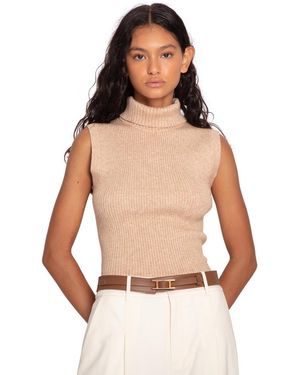 Belle & Bloom Equation Sleeveless Turtle Neck Knit - White