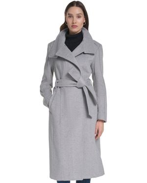 Cole Haan Asymmetric Belted Wool Coat - Gray