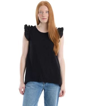 Wilt Ruffle Shoulder Tank Tee - Black