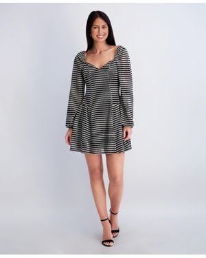 Kensie Novelty Print Sweetheart Neck Dress - Gray