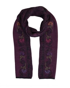 Simply Natural Embroidered Alpaca-wool Anastasia Scarf - Purple