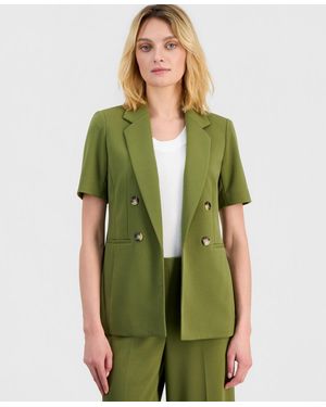 Anne Klein Petite Notch Collar Open-front Blazer - Green