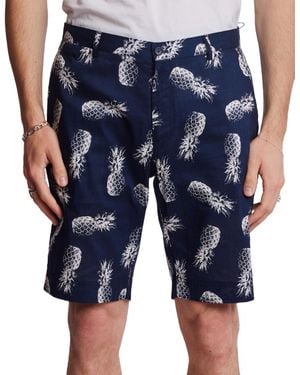 Paisley & Gray Felix Slim Fit Pineapple Print 8-1/2" Shorts - Blue