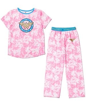 Justice League Girls Dc Comics Wonder Woman Pajama Shirt And And Pajama Pants Sleep Set - Pink