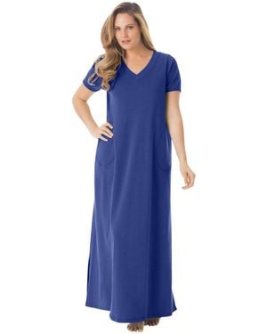 Dreams & Co. Petite Long T-shirt Lounger - Blue