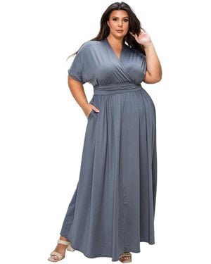 L I V D Plus Size Raffi Empire Waist Pocket Maxi Dress - Blue