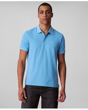 Calvin Klein Regular-fit Smooth Cotton Monogram Logo Polo Shirt - Blue