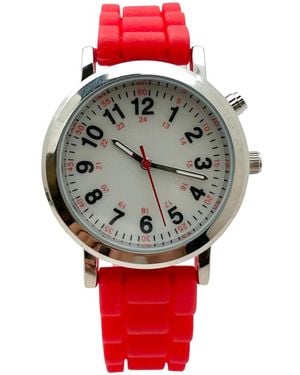 Olivia Pratt Luminous Dial Easy Read Medical Professionals Silicone Band Watch - Red