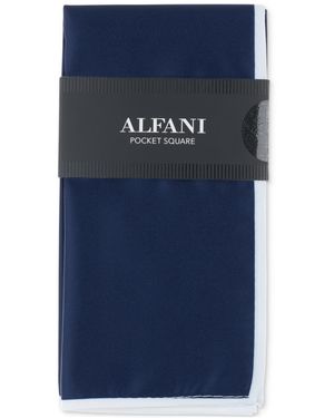 Alfani Twill Border Pocket Square - Blue