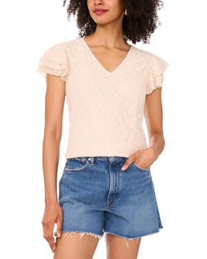 売れ筋商品|||ヴィンスカムート カットソー トップス レディース Women's Lace Boat-Neck Flare-Sleeve Top Ultra White Vince Camuto Lace Boat-neck Flare-sleeve Top in White | Lyst