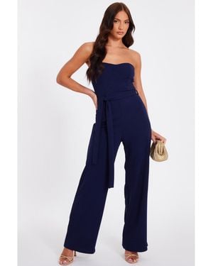 Quiz Scuba Crepe Bandeau Jumpsuit - Blue