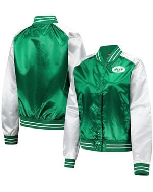 Mitchell & Ness New York Jets Team 2.0 Satin Raglan Full-snap Jacket - Green