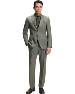 BOSS Boss By Patterned Stretch Wool Two-piece Slim-fit Suit - Gray