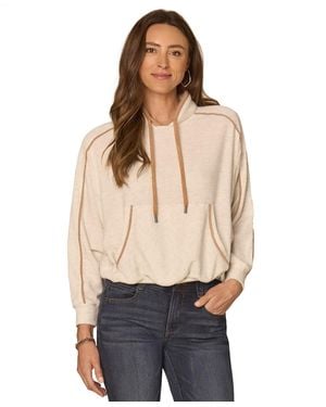 Democracy Mixed-media Hooded Long-sleeve Top - Natural
