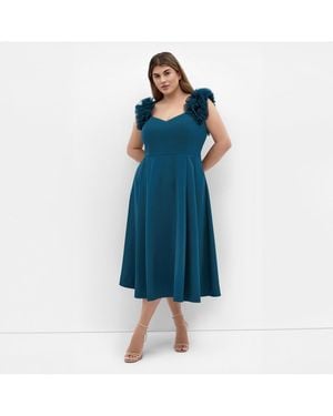 city chic embroidered tulle maxi dress Arabella Tulle Maxi Dress — Dusty Blue Floral main image 1