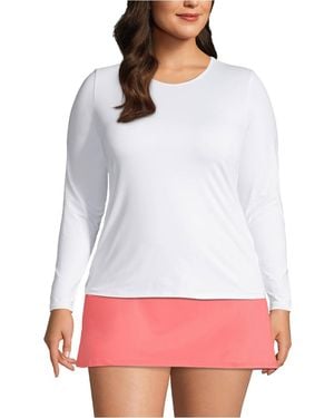 Lands' End Plus Size Sunshade Upf 50 Long Sleeve Relaxed Rash Guard - White