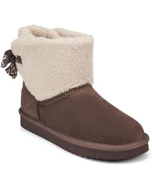 Earth Wing Round Toe Casual Ankle Booties - Brown