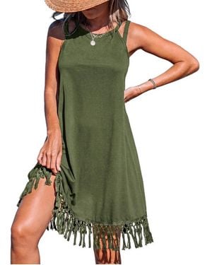 CUPSHE Boho Breeze Tassel Cover Up Dress - Green