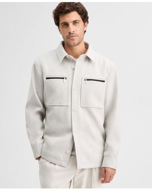 Alfani Wool Padded Shirt Jacket - White