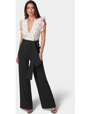 Bebe Ruffle Lace Jumpsuit - Blue