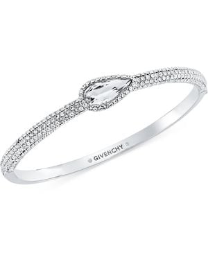 Givenchy Crystal Metal-tone Pear Stone Bangle Bracelet - White
