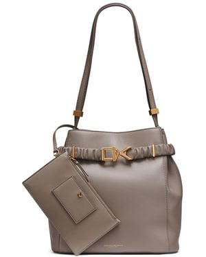 Donna Karan Gingham Medium Bucket Bag - Metallic