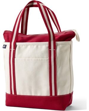 Lands' End Medium 5 Pocket Zip Top Canvas Tote Bag - Red