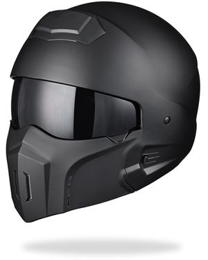 Ahr Motorcycle Helmet Open Face W/ Detachable Chin Guard Visor Dot Approved L - Gray