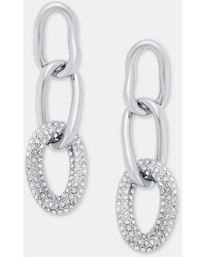 DKNY Pave Link Linear Drop Earrings - White