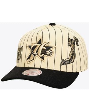 Mitchell & Ness Philadelphia 76ers Hardwood Classics Retro Roots Stripe Pro Adjustable Hat - White
