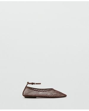 Mango Mesh Bracelet Ballet Flats - White
