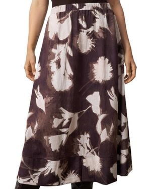 Cable & Gauge Floral Pull-on Midi Skirt - Brown