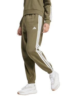 adidas Essentials 3-stripes Pull On Fleece Loose Pants - Green