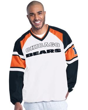 Starter Chicago Bears Infield Play Raglan V-neck Pullover Jacket - Blue