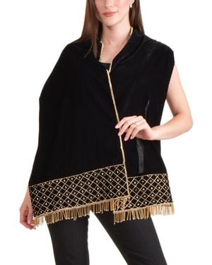 Ras Hand Embroidered Velvet Scarf - Black