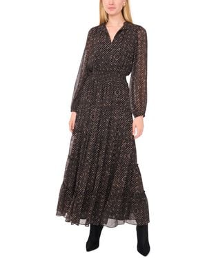 1.STATE Necktie Smocked Waist Tiered Maxi Dress - Brown