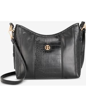 Giani Bernini Mixed Media Soft Shoulder Bag - Gray