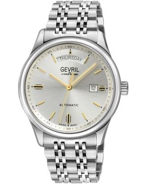 Gevril Swiss Made Excelsior Swiss Automatic Silver Stainless Steel Bracelet Watch - Gray