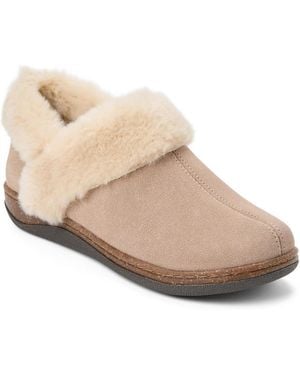 Clarks Suede Ankle Boot Faux Fur Trim Slippers - Natural