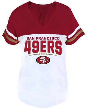 Profile Scarlet/white San Francisco 49ers Plus Size Split Body V-neck T-shirt - Red