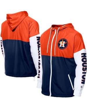 KTZ Navy/orange Houston Astros Color Block Full-zip Hoodie Windbreaker Jacket