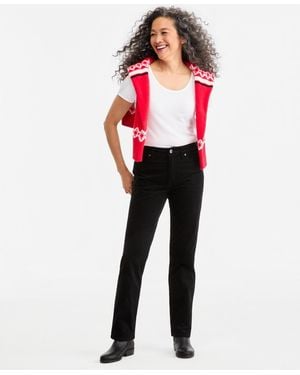 Style & Co. Velveteen High-waist Straight-leg Pants - Black