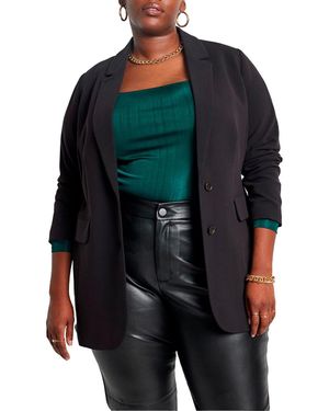 Eloquii Plus Size The 365 Semi Stretch Two Button Blazer - Black
