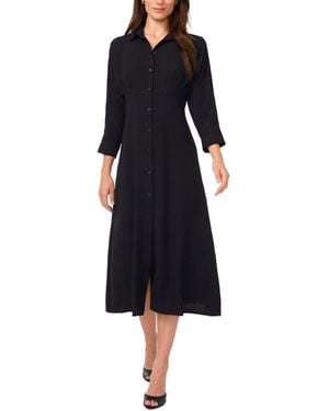 Msk Petite Collared Midi Shirtdress - Black