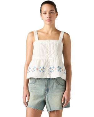 Levi's Mimi Square Neck Sleeveless Cotton Blouse - White