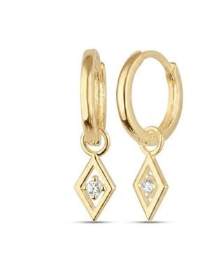 Spero London Sterling Silver Rhombus Pave Spike Drop Earring - Metallic